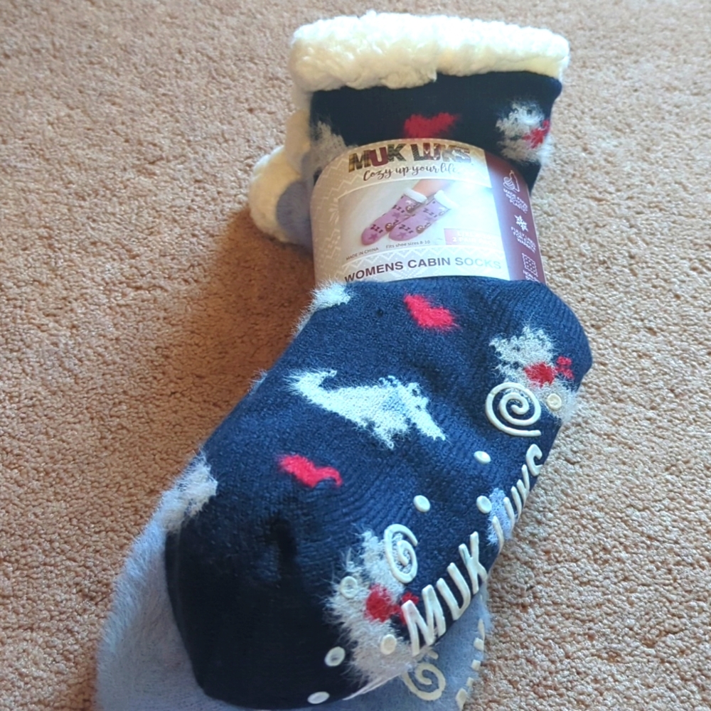 MUK LUKS Women's Cabin Socks S/M 2 PAIRS in PACKAGE     Size 5/7. S/M.  1 Day Su